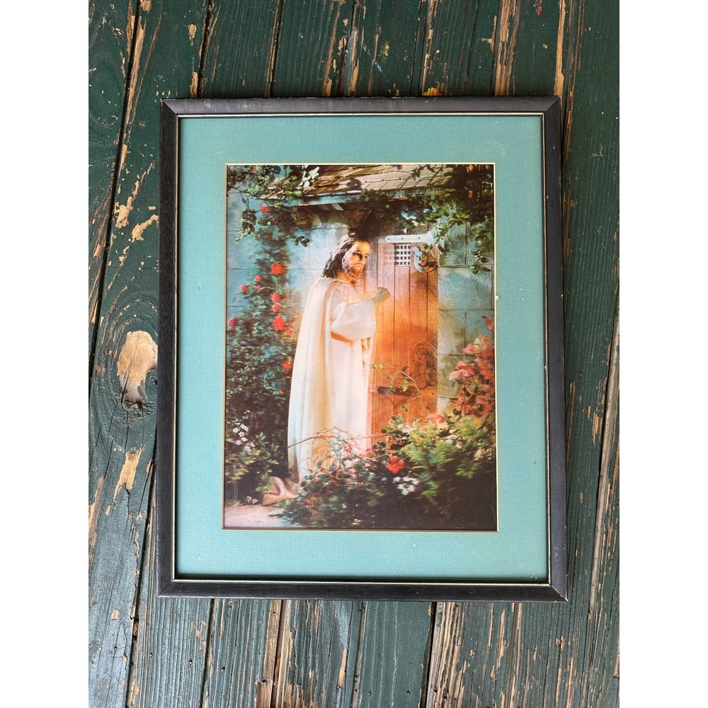 Vintage Warner Sallman Christ at Hearts Door Framed Lithograph Religious Art
